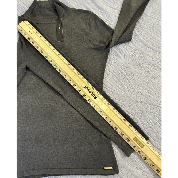 Nwt Tahari Sz Sm Mock Neck Dk Gray Rayon Nylon LS Capsule Career Profess Sweater - Picture 11 of 11